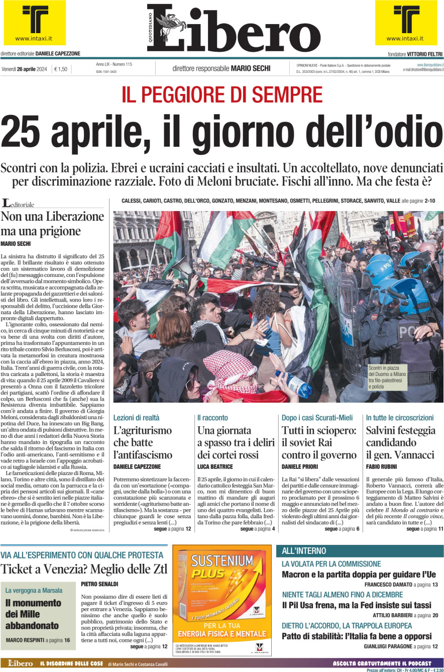 Prima-pagina-libero-edizione-di-oggi-26-04-2024