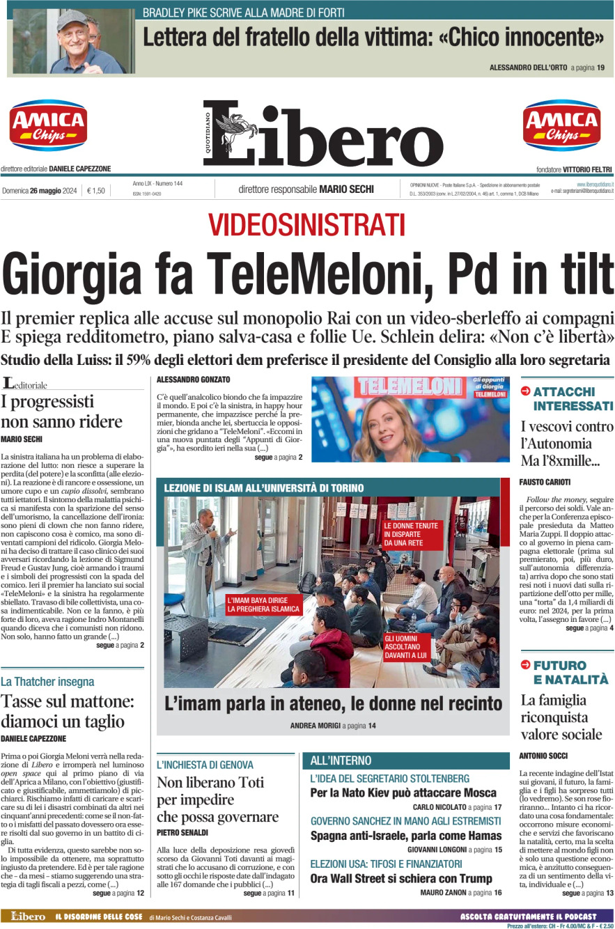 Prima-pagina-libero-edizione-di-oggi-26-05-2024