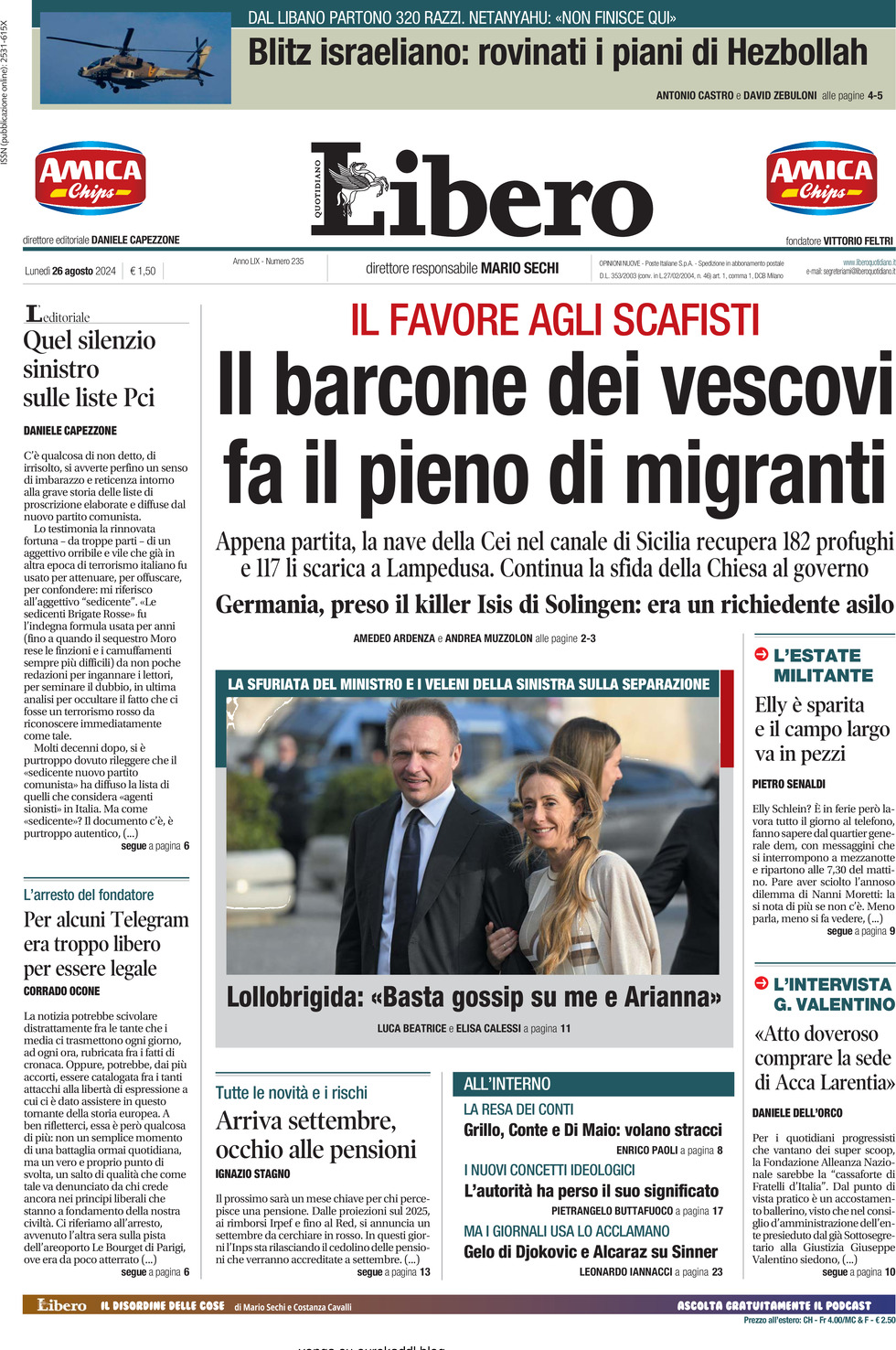 Prima-pagina-libero-edizione-di-oggi-26-08-2024