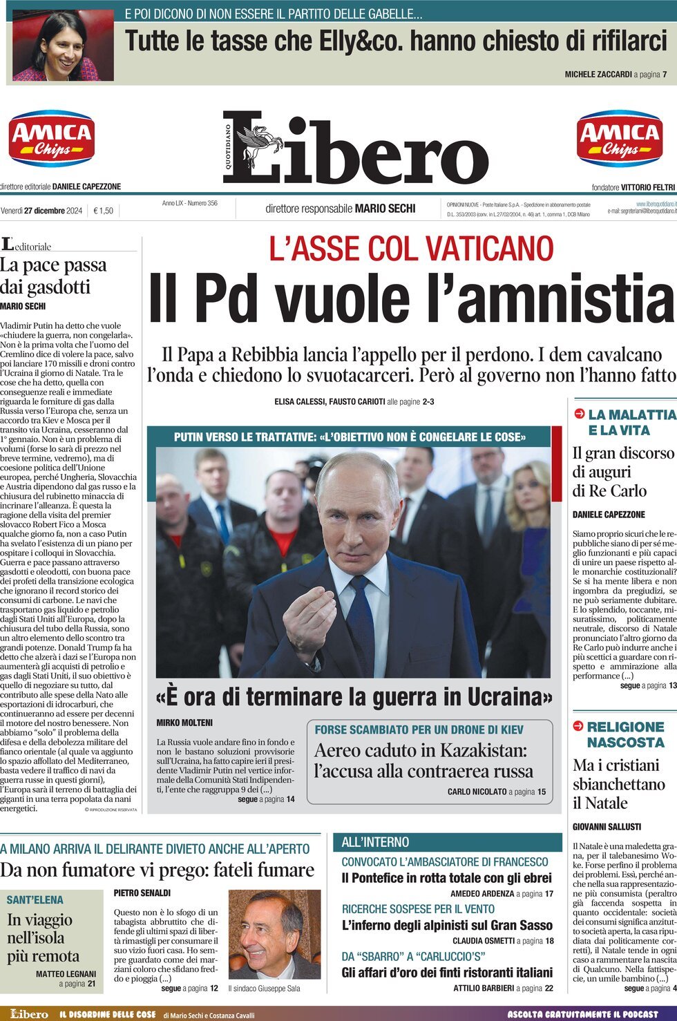 Prima-pagina-libero-edizione-di-oggi-27-12-2024