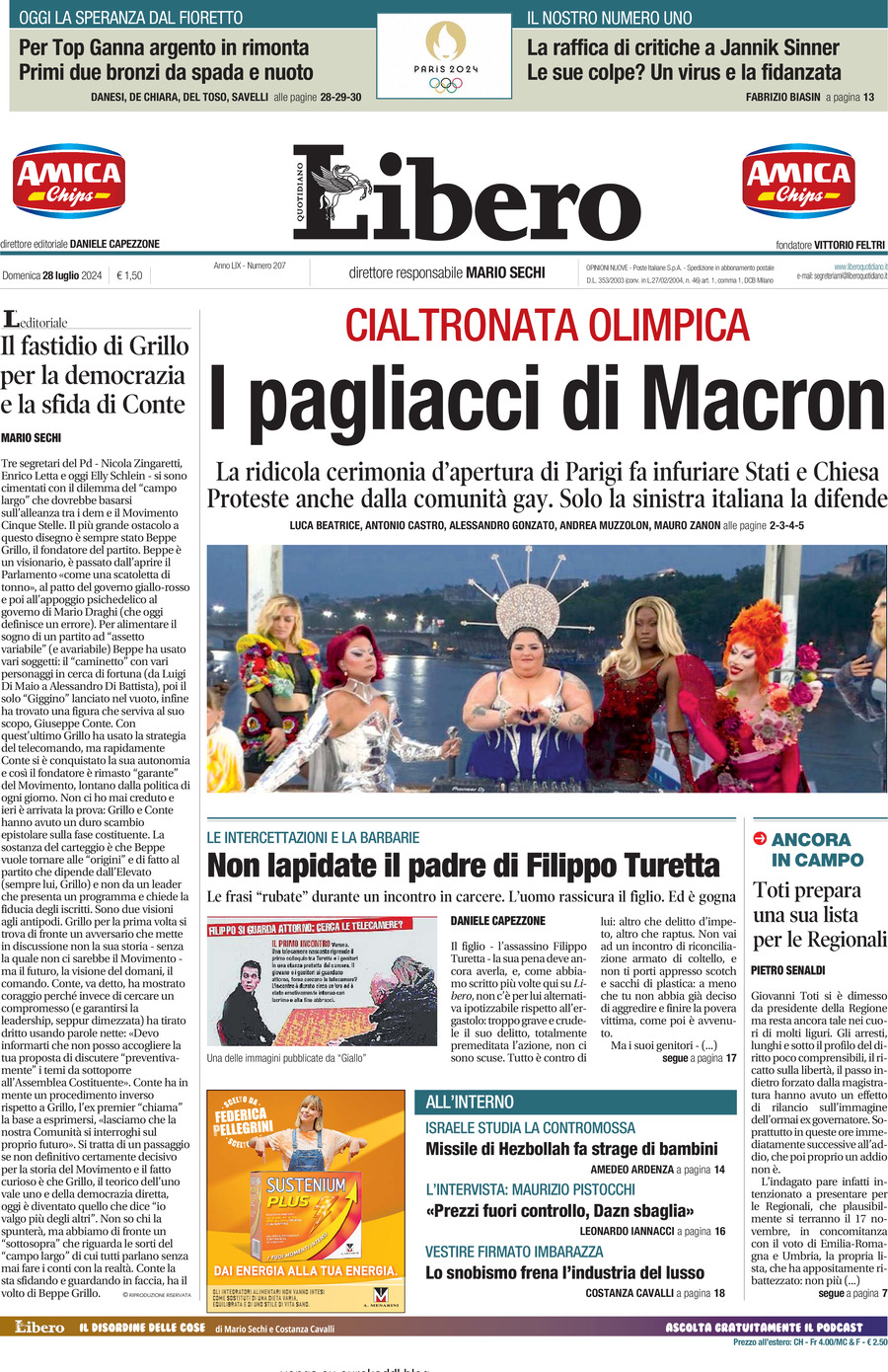 Prima-pagina-libero-edizione-di-oggi-28-07-2024