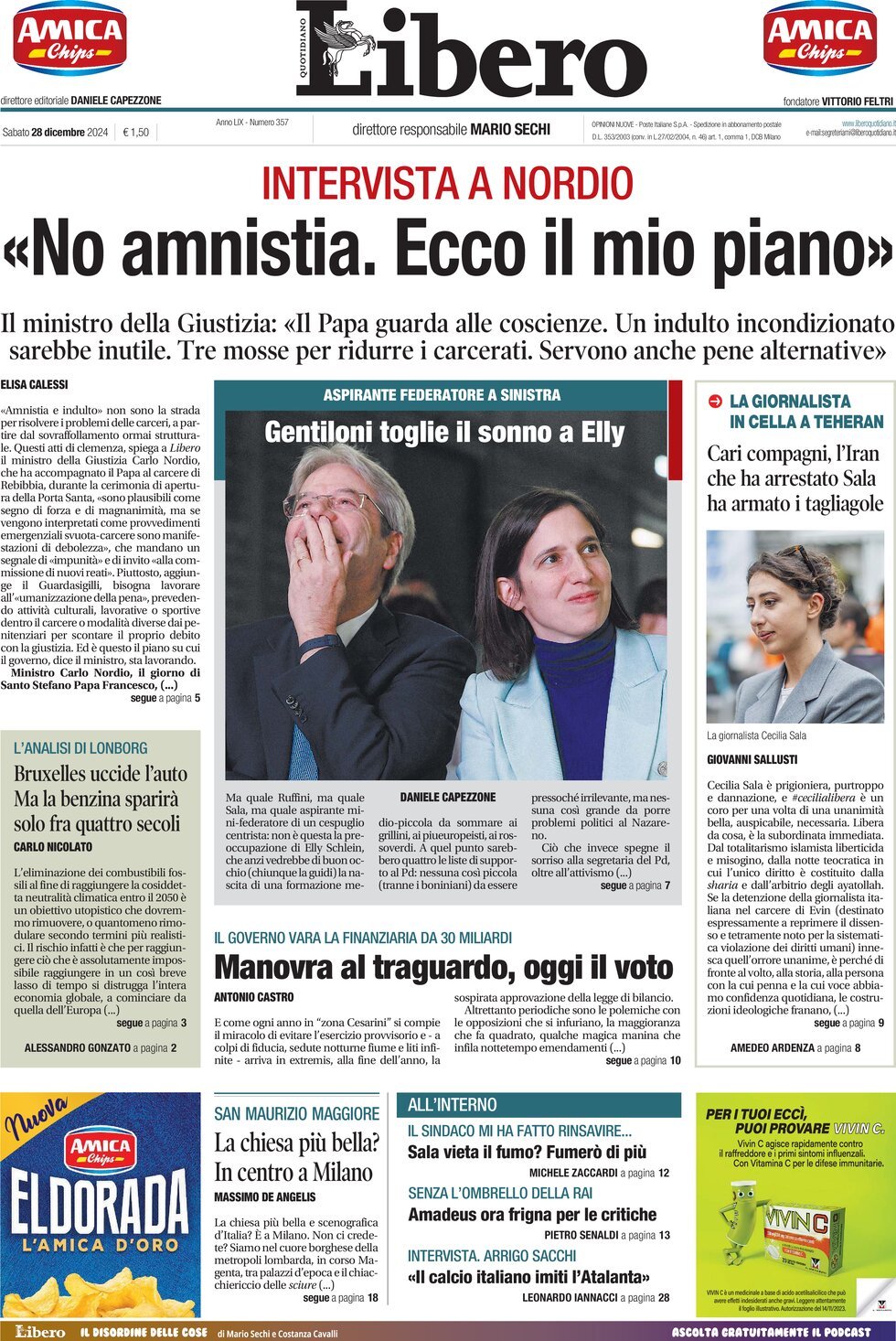 Prima-pagina-libero-edizione-di-oggi-28-12-2024