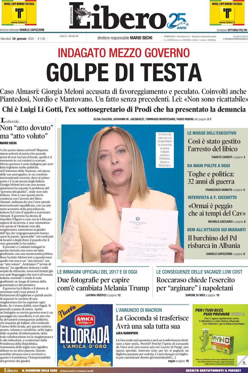 Prima-pagina-libero-edizione-di-oggi-29-01-2025