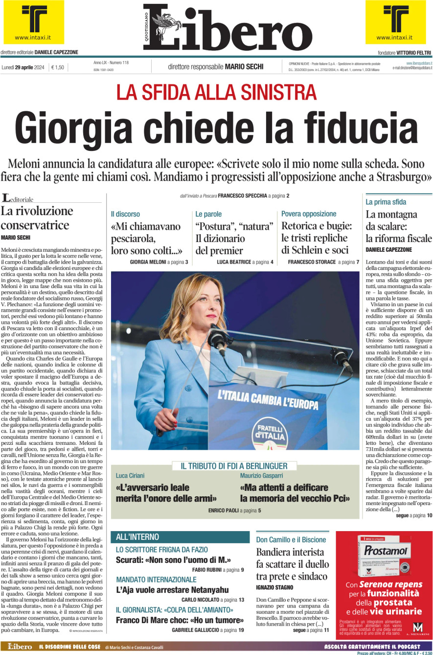 Prima-pagina-libero-edizione-di-oggi-29-04-2024