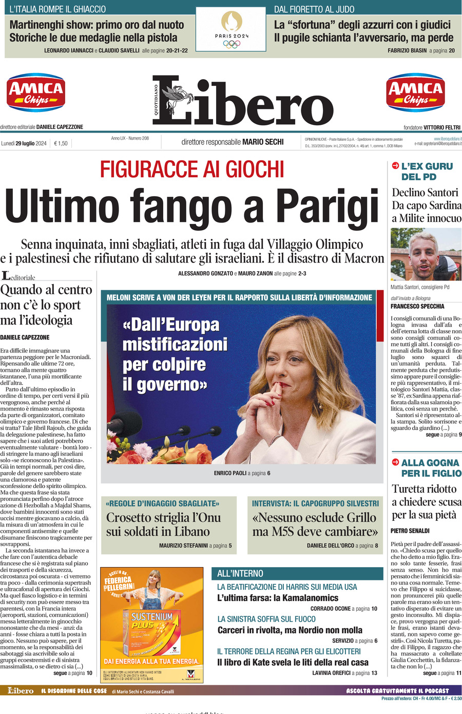 Prima-pagina-libero-edizione-di-oggi-29-07-2024