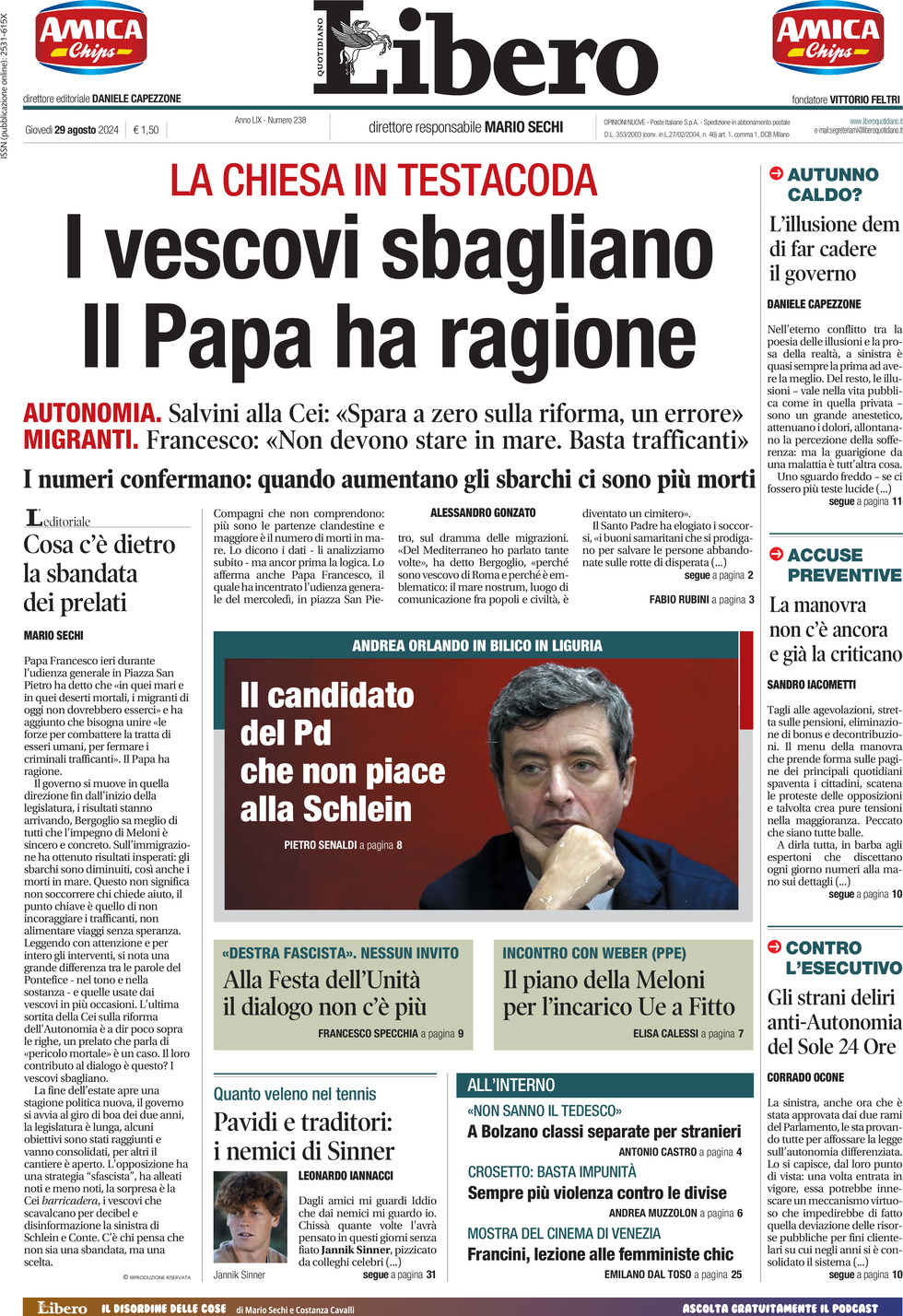 Prima-pagina-libero-edizione-di-oggi-29-08-2024