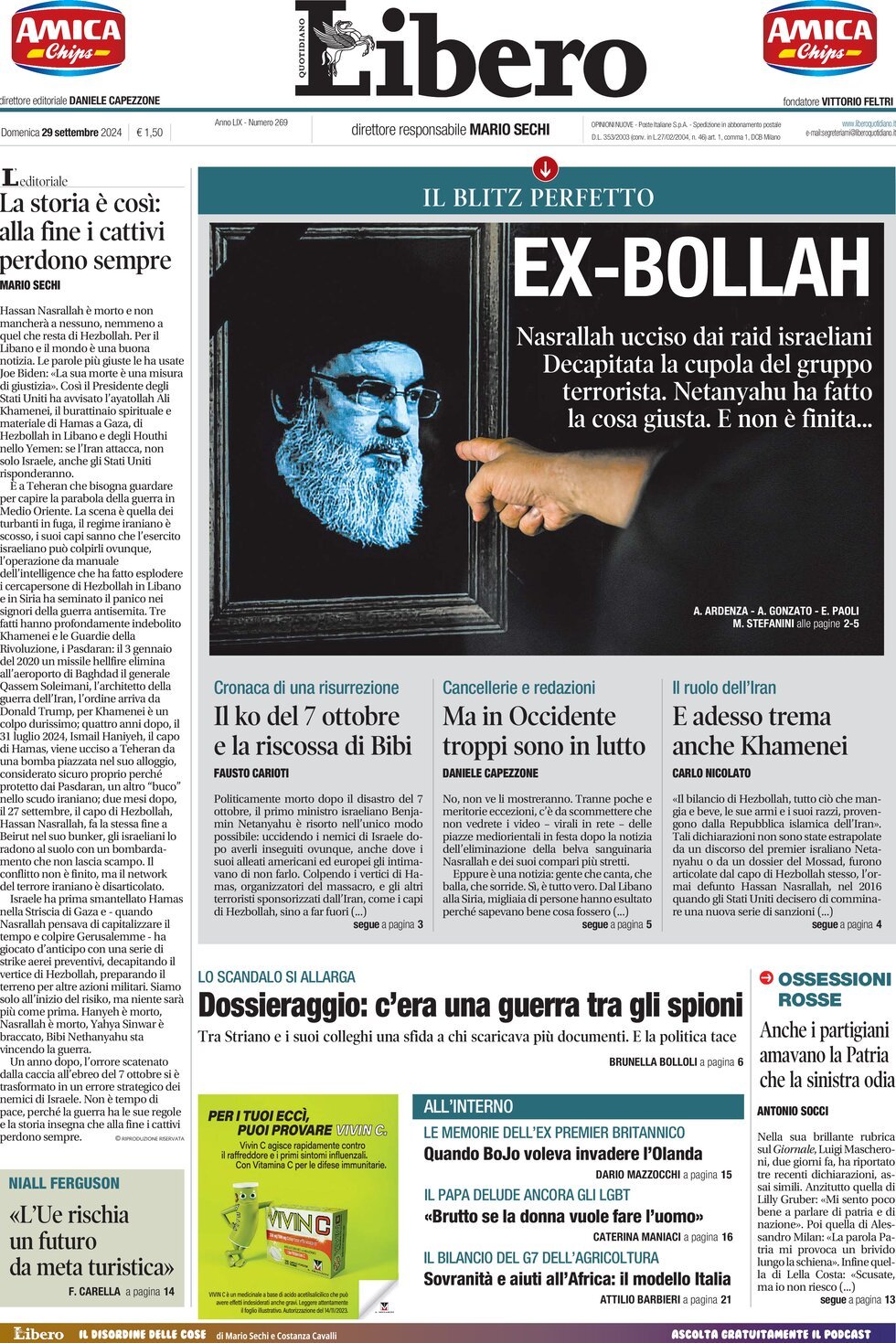 Prima-pagina-libero-edizione-di-oggi-29-09-2024