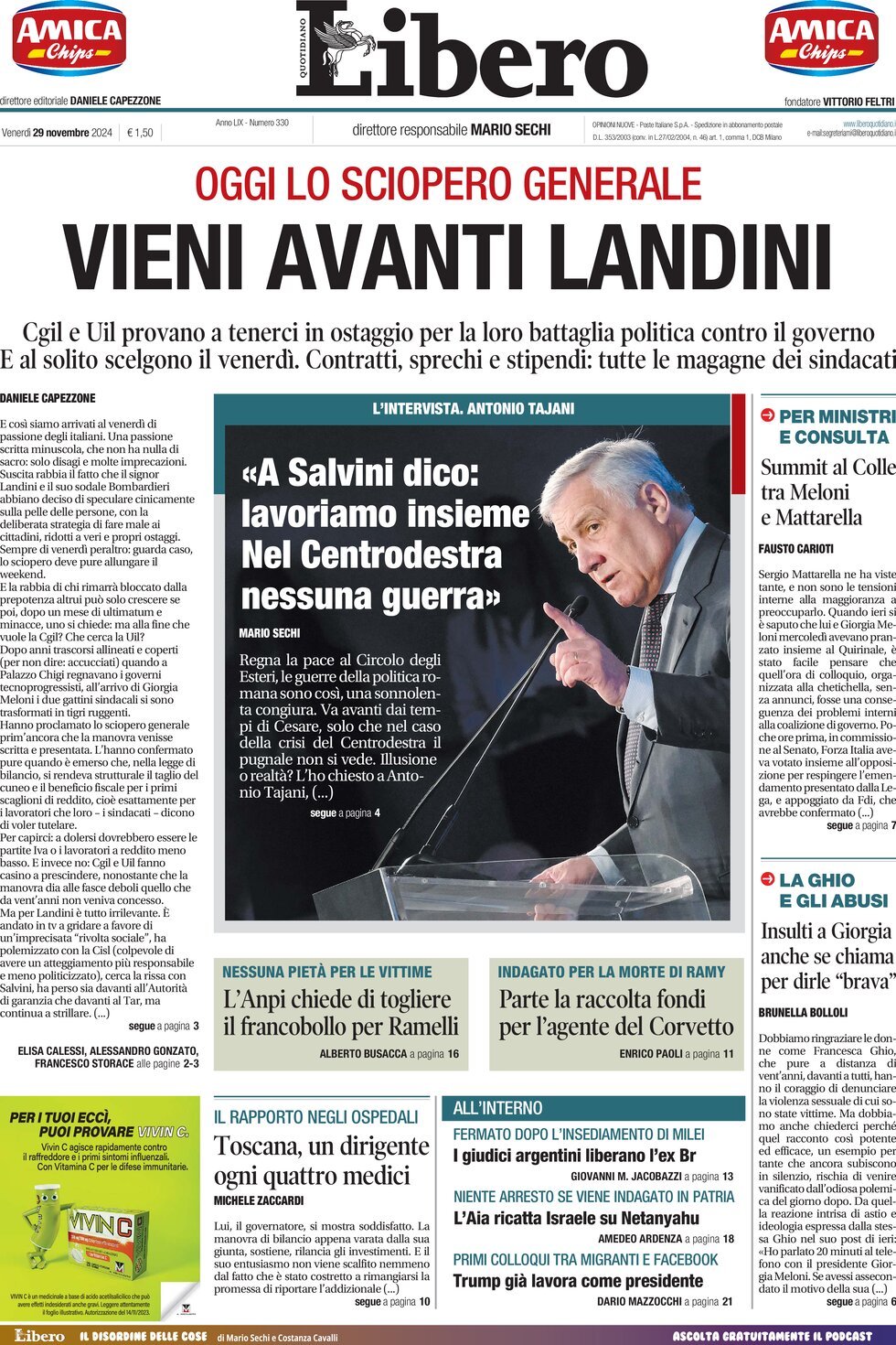 Prima-pagina-libero-edizione-di-oggi-29-11-2024