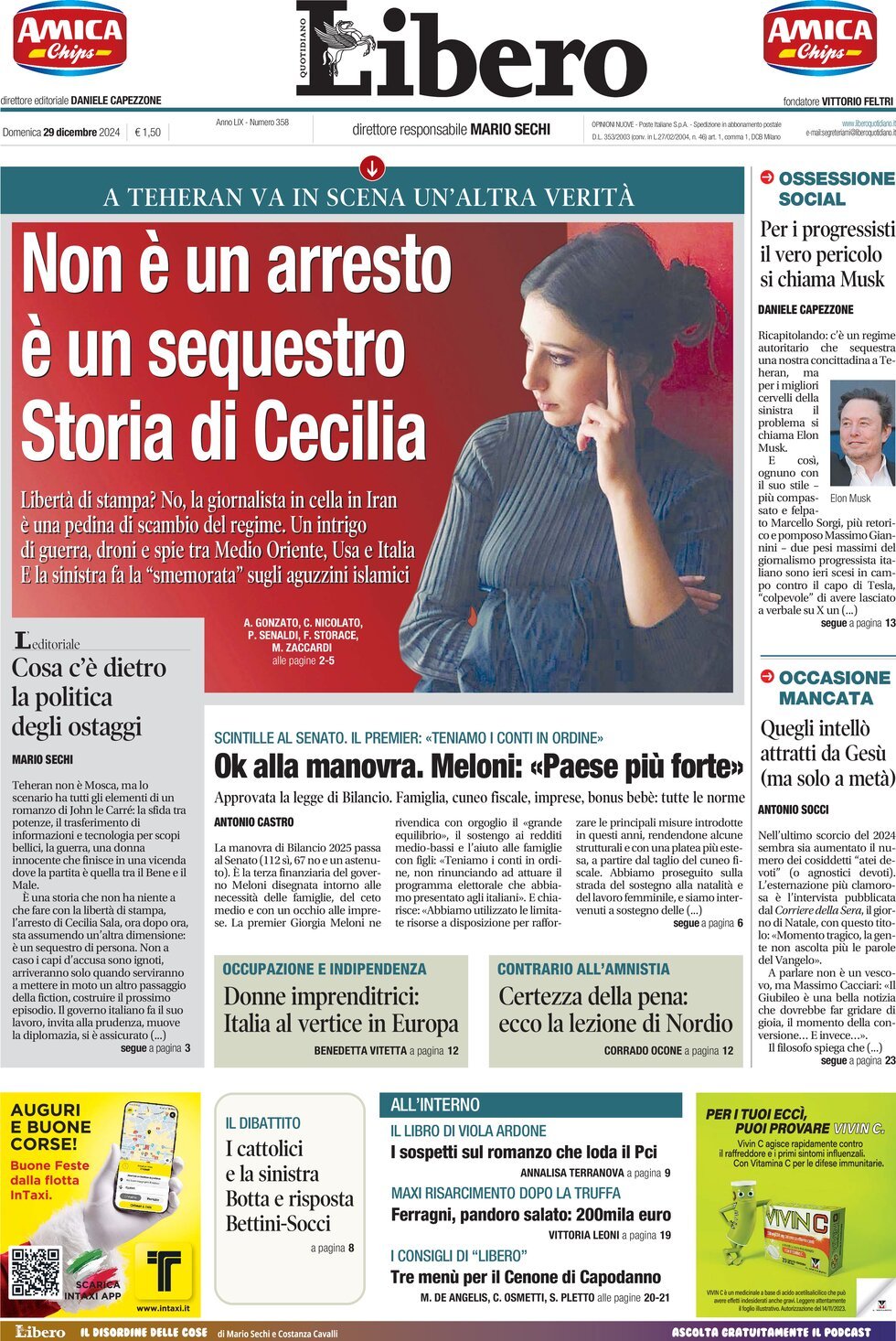 Prima-pagina-libero-edizione-di-oggi-29-12-2024