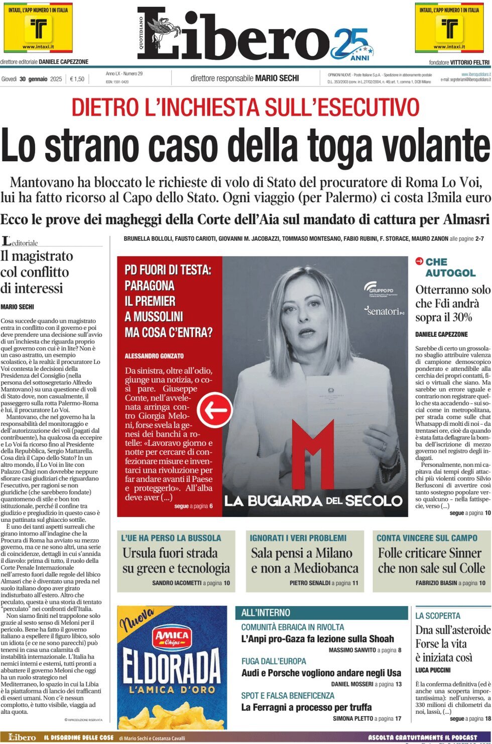 Prima-pagina-libero-edizione-di-oggi-30-01-2025