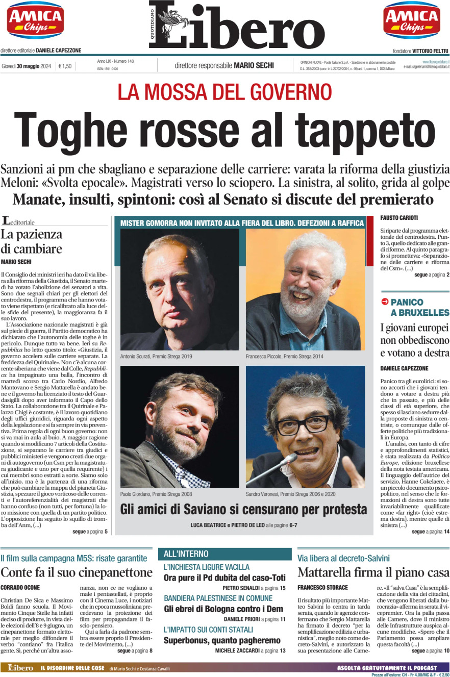 Prima-pagina-libero-edizione-di-oggi-30-05-2024