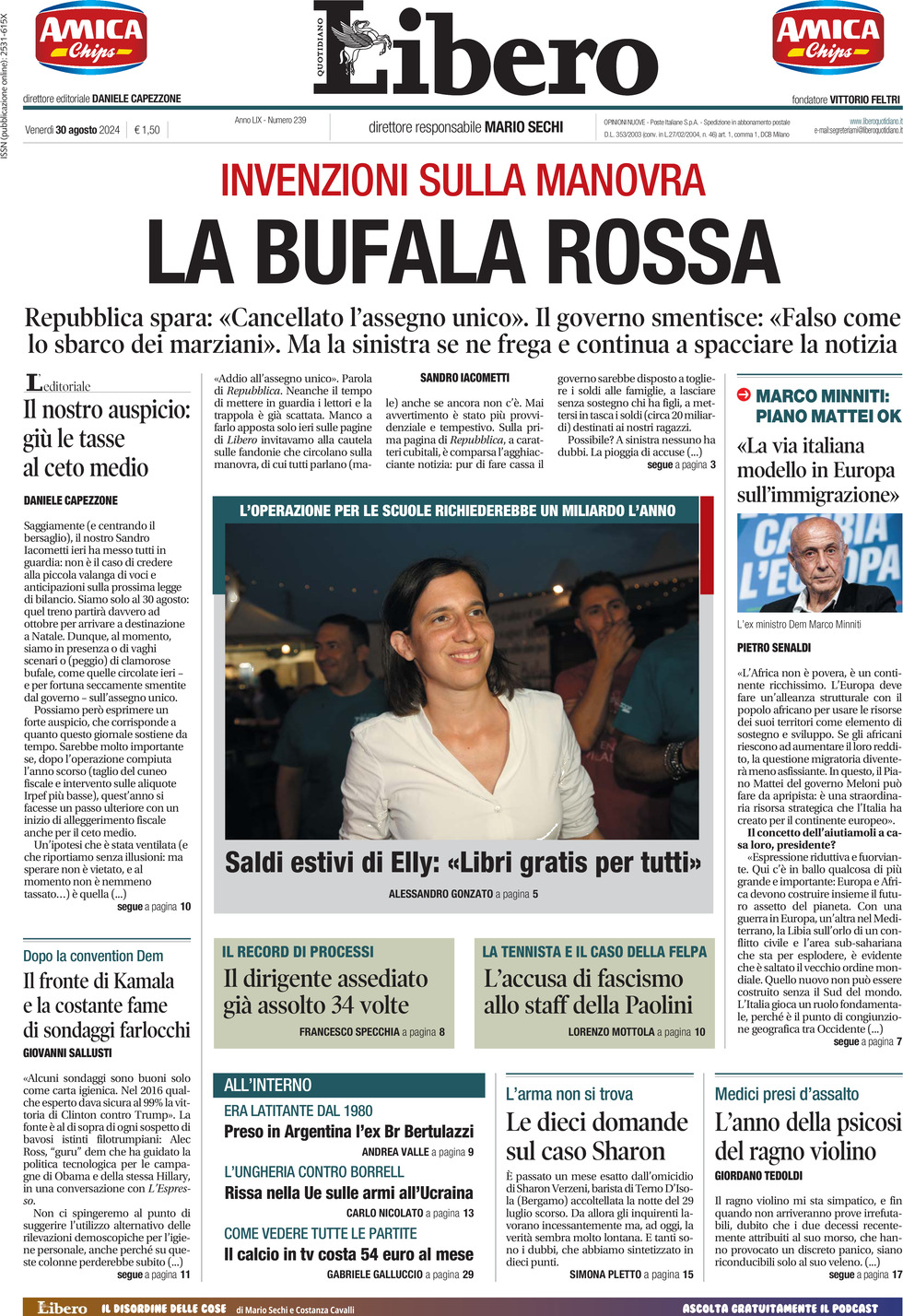 Prima-pagina-libero-edizione-di-oggi-30-08-2024