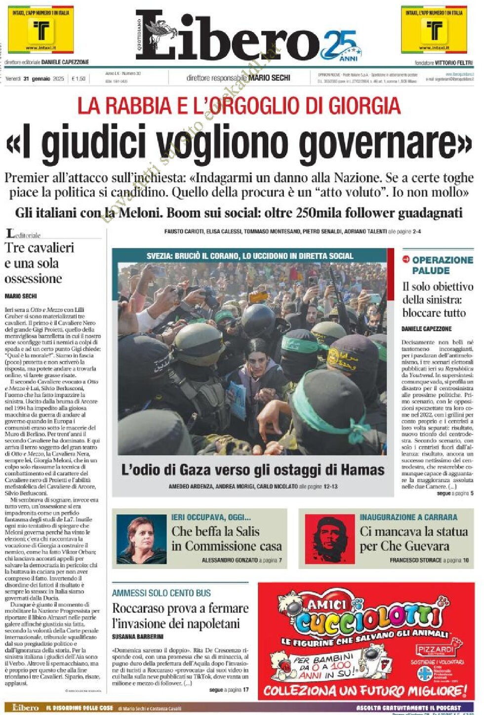 Prima-pagina-libero-edizione-di-oggi-31-01-2025