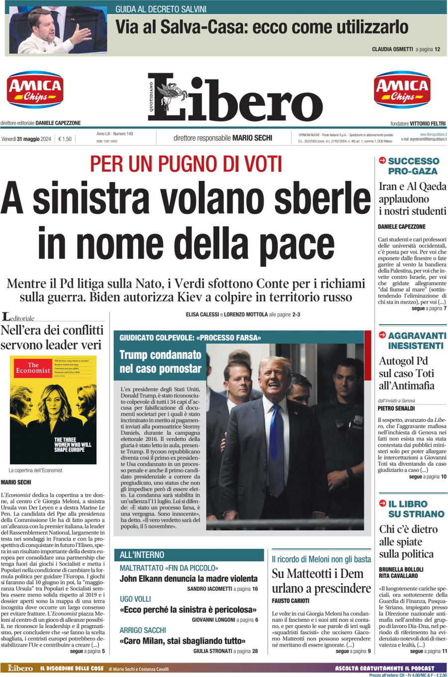 Prima-pagina-libero-edizione-di-oggi-31-05-2024