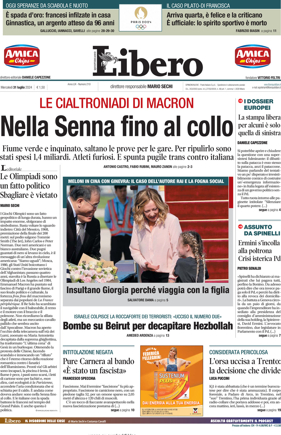 Prima-pagina-libero-edizione-di-oggi-31-07-2024