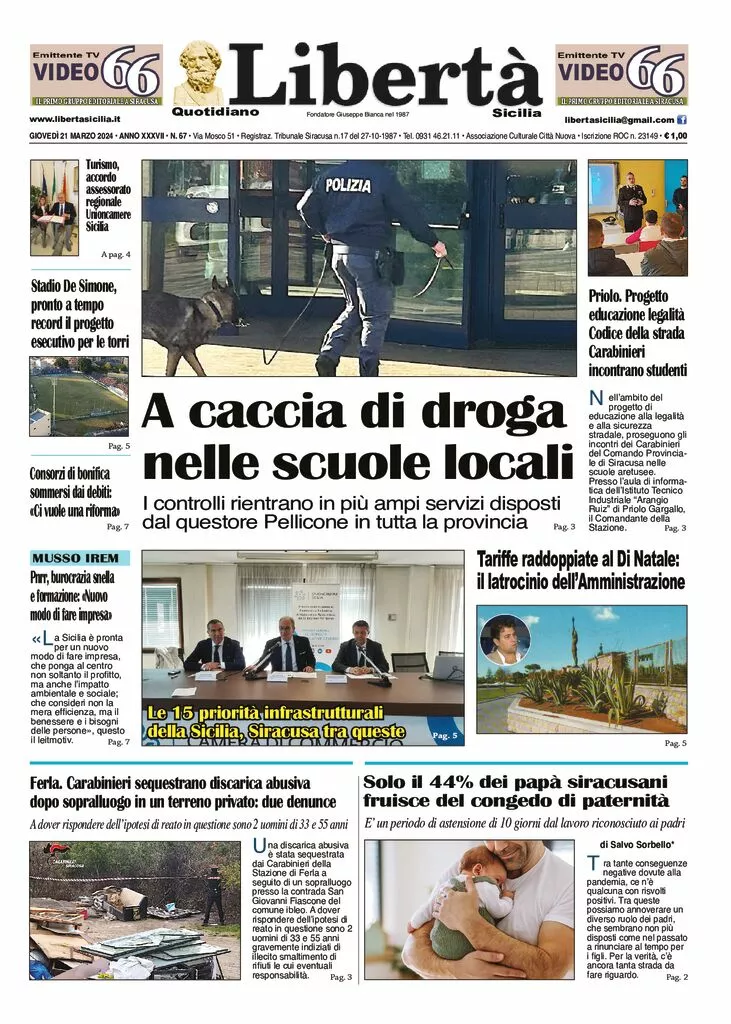 Prima-pagina-liberta-sicilia-edizione-di-oggi-21-03-2024