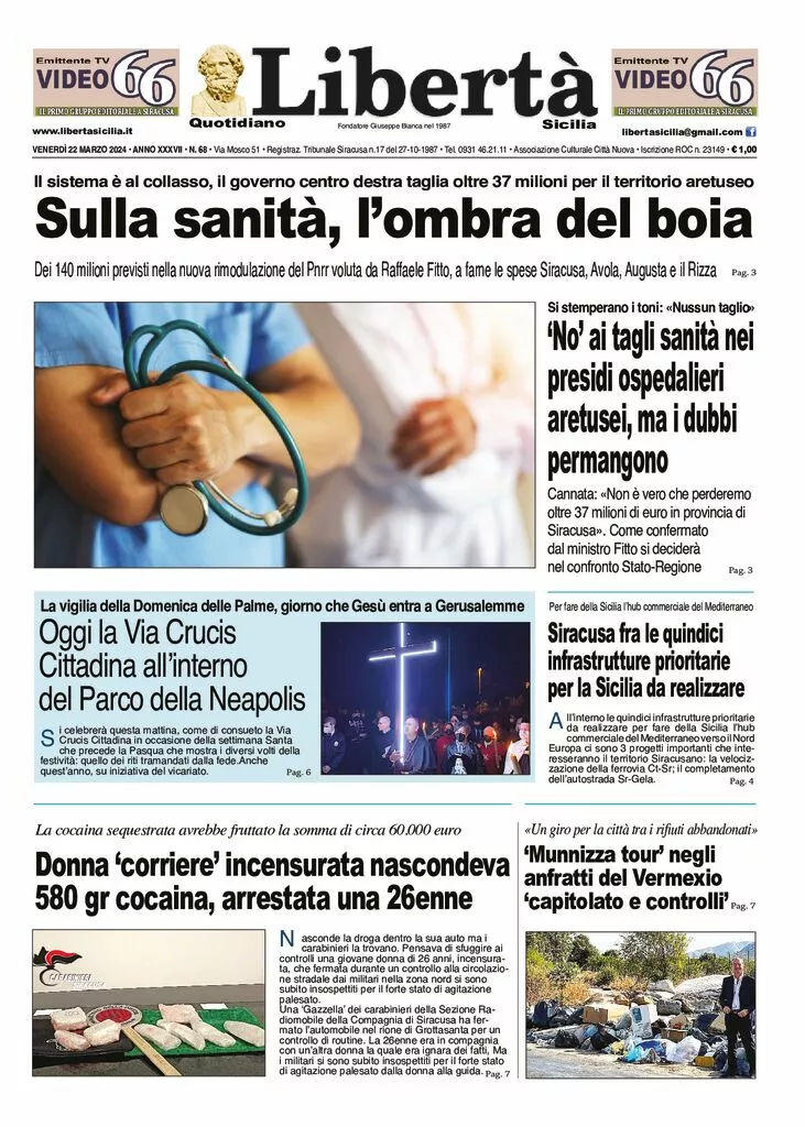 Prima-pagina-liberta-sicilia-edizione-di-oggi-22-03-2024