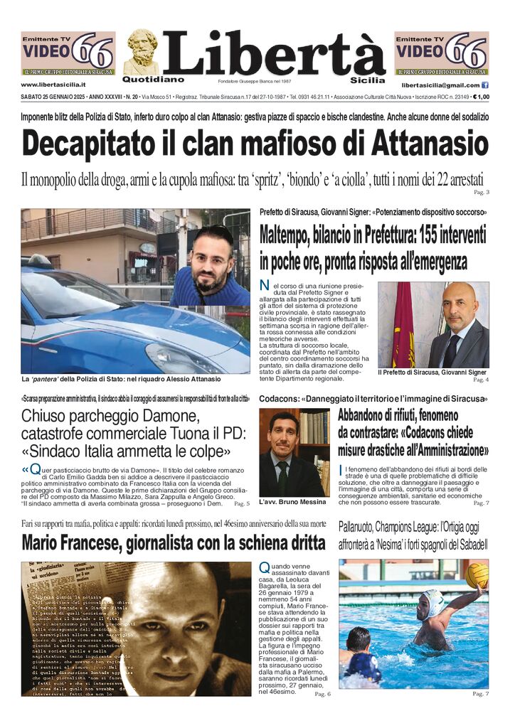 Prima-pagina-libertasicilia-edizione-di-oggi-25-01-25