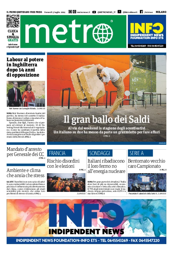 Prima-pagina-metro-milano-edizione-di-oggi-2024-07-05