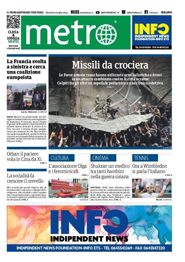 Prima-pagina-metro-milano-edizione-di-oggi-2024-07-09