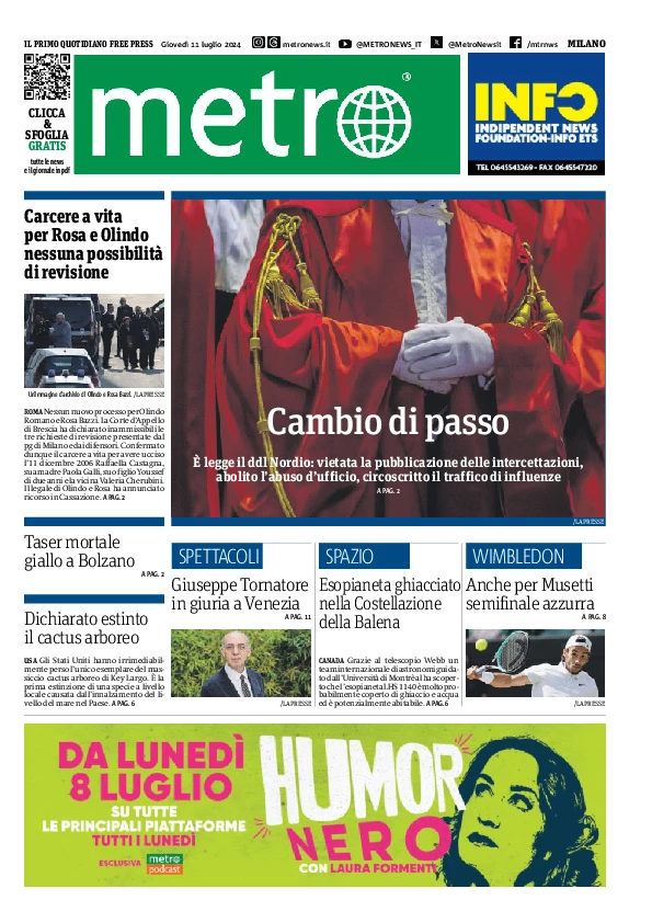 Prima-pagina-metro-milano-edizione-di-oggi-2024-07-11