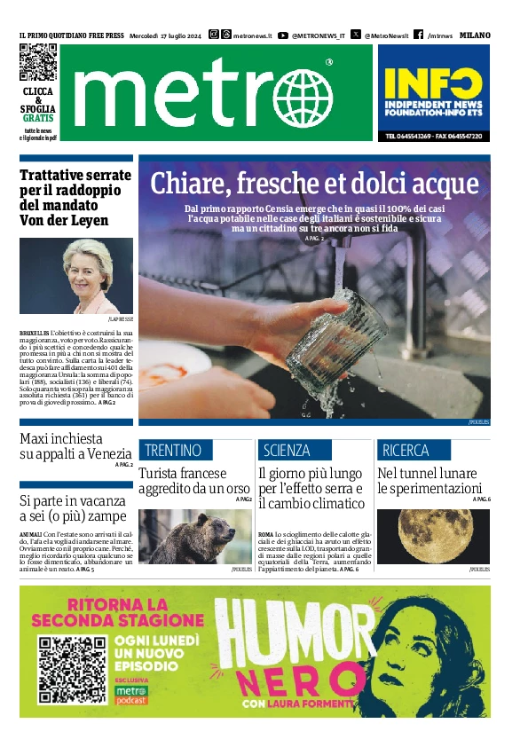 Prima-pagina-metro-milano-edizione-di-oggi-2024-07-17