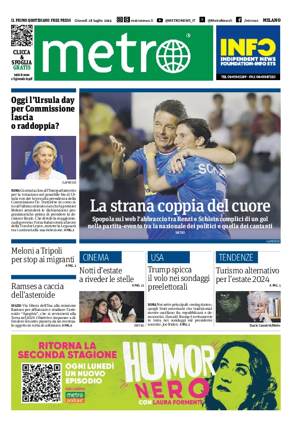 Prima-pagina-metro-milano-edizione-di-oggi-2024-07-18