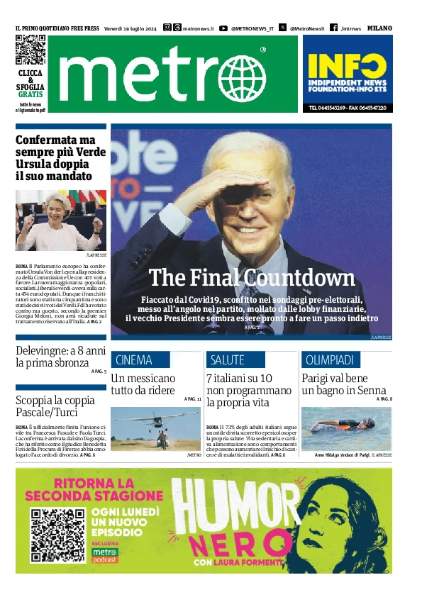 Prima-pagina-metro-milano-edizione-di-oggi-2024-07-19