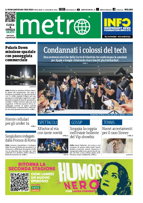 Prima-pagina-metro-milano-edizione-di-oggi-2024-09-11