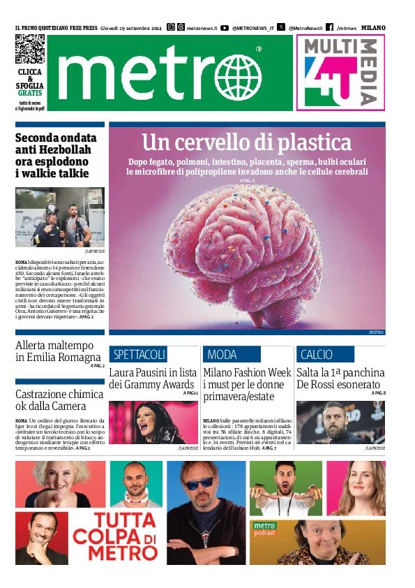 Prima-pagina-metro-milano-edizione-di-oggi-2024-09-19