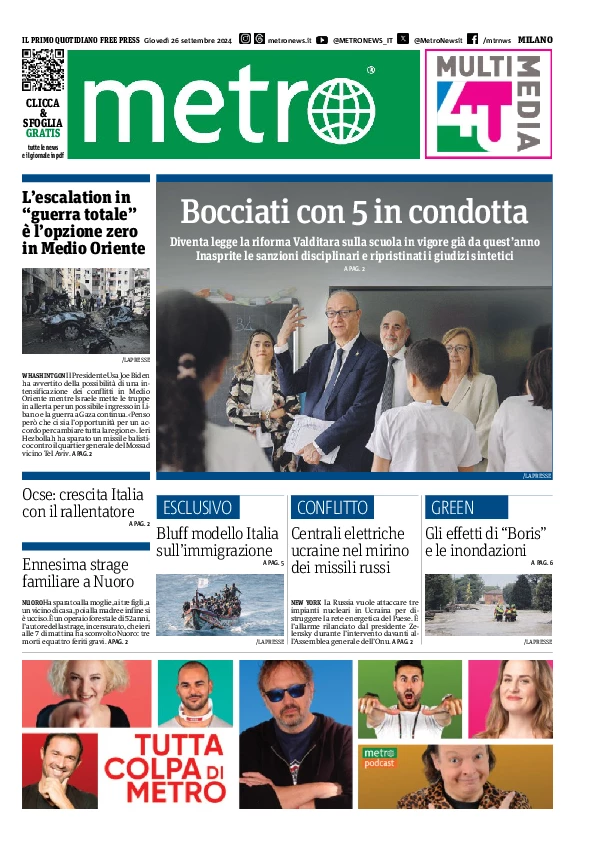 Prima-pagina-metro-milano-edizione-di-oggi-2024-09-26