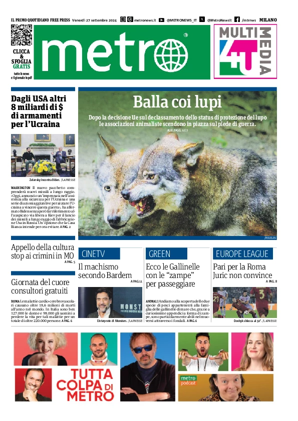 Prima-pagina-metro-milano-edizione-di-oggi-2024-09-27