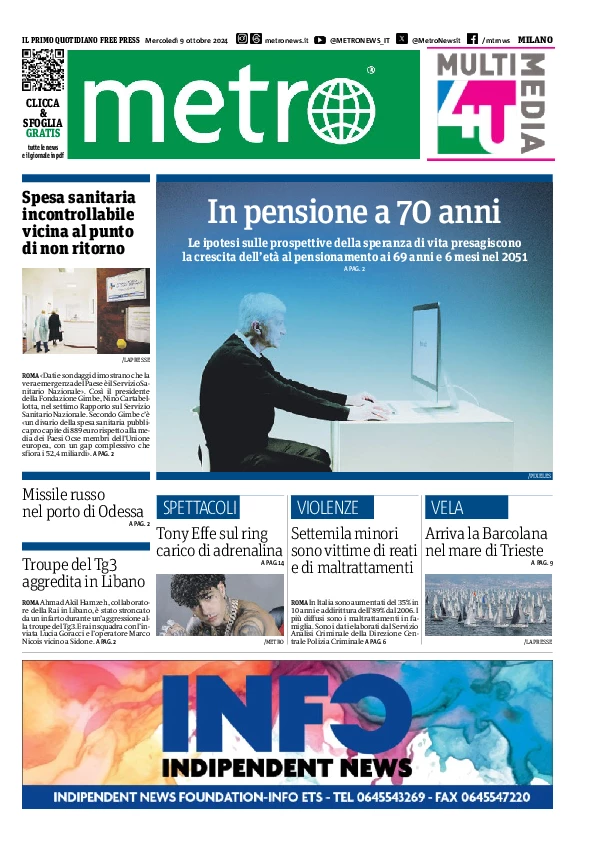 Prima-pagina-metro-milano-edizione-di-oggi-2024-10-09