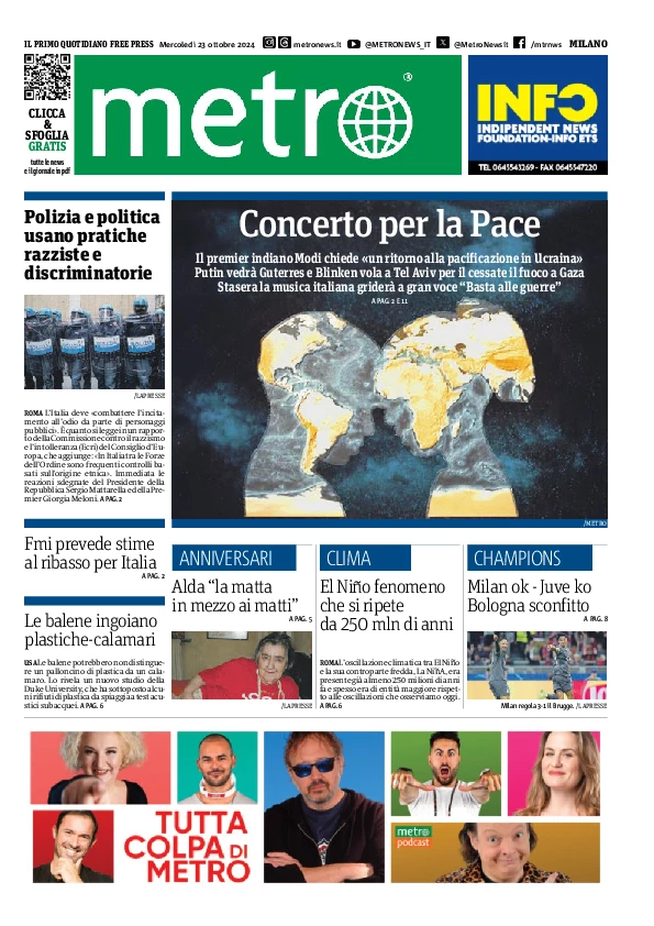 Prima-pagina-metro-milano-edizione-di-oggi-2024-10-23