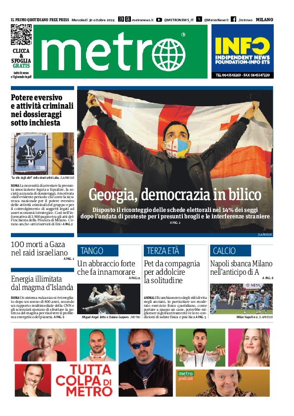 Prima-pagina-metro-milano-edizione-di-oggi-2024-10-30