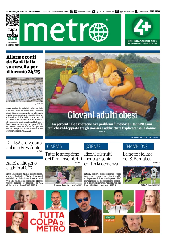 Prima-pagina-metro-milano-edizione-di-oggi-2024-11-06