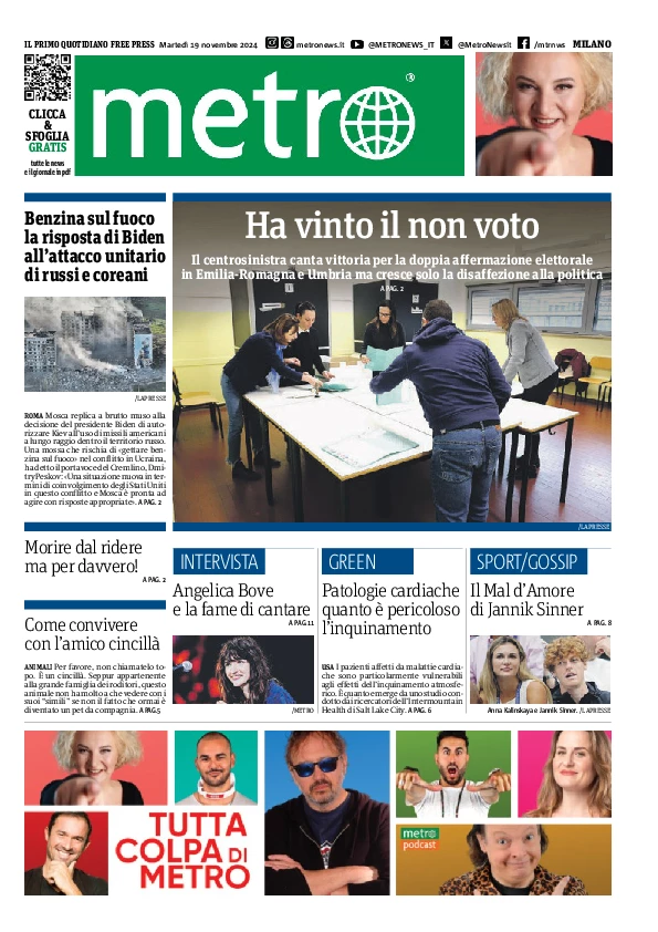 Prima-pagina-metro-milano-edizione-di-oggi-2024-11-19