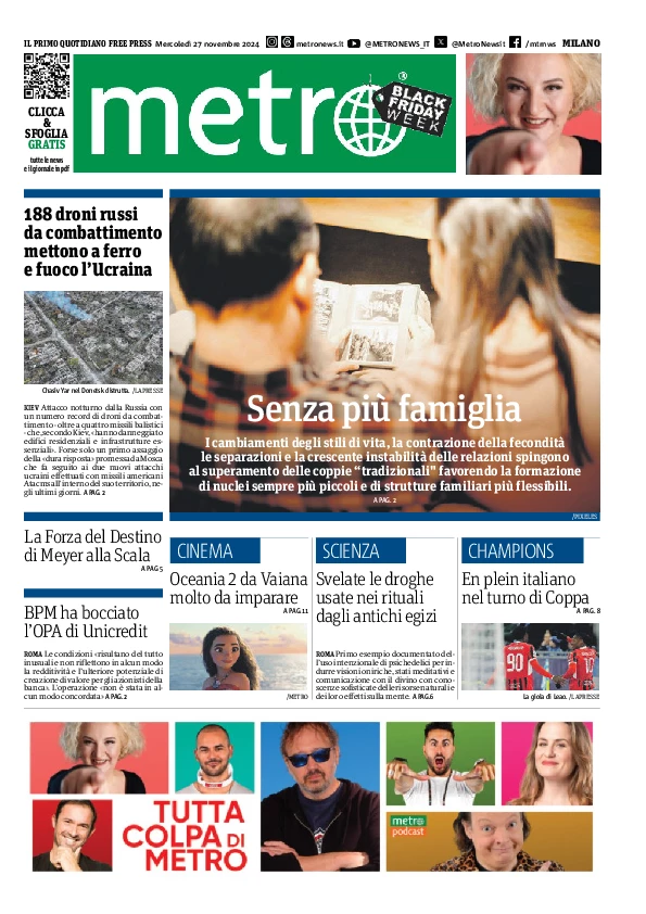 Prima-pagina-metro-milano-edizione-di-oggi-2024-11-27