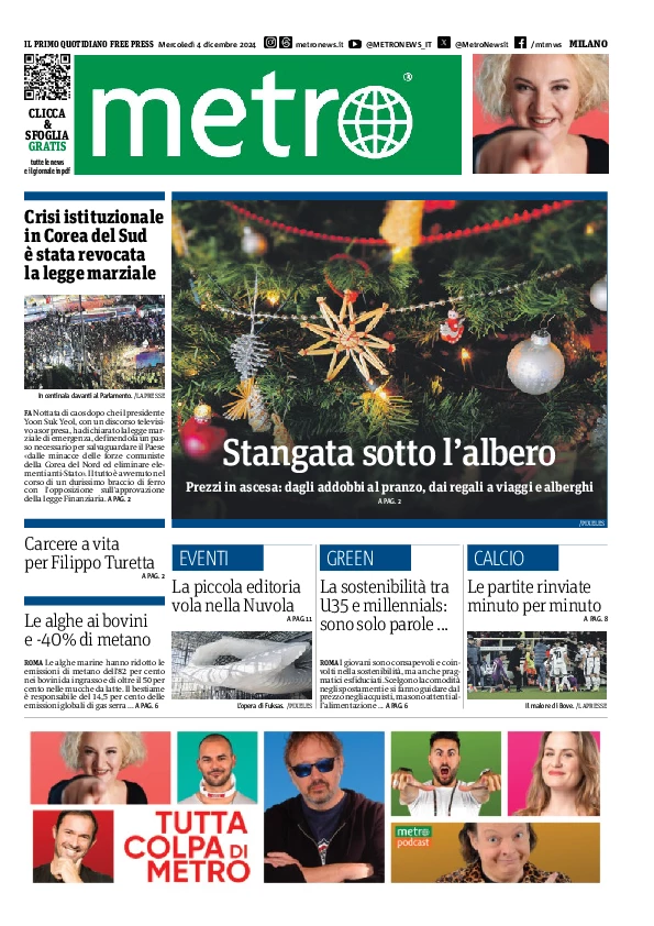 Prima-pagina-metro-milano-edizione-di-oggi-2024-12-04