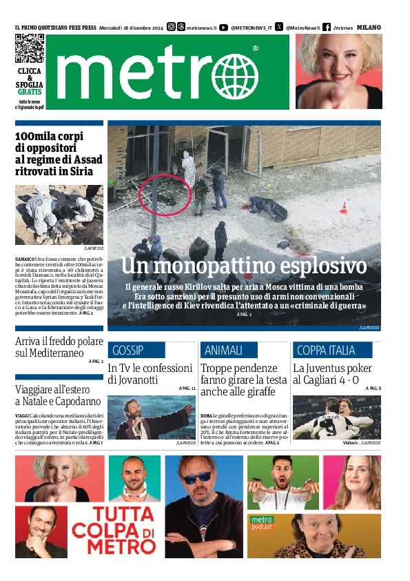 Prima-pagina-metro-milano-edizione-di-oggi-2024-12-18