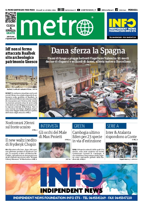 Prima-pagina-metro-perugia-edizione-di-oggi-2024-10-31