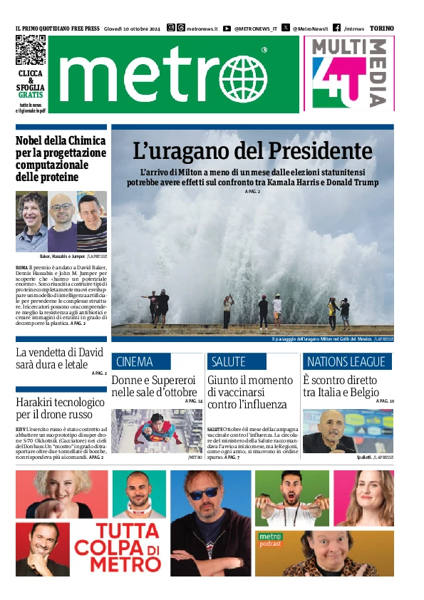 Prima-pagina-metro-torino-edizione-di-oggi-2024-10-10