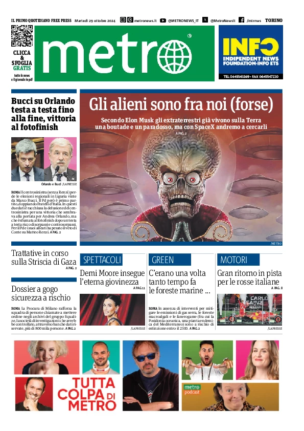 Prima-pagina-metro-torino-edizione-di-oggi-2024-10-29