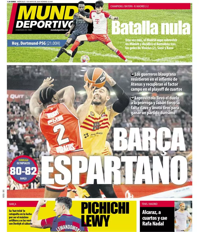 Prima-pagina-mundo-deportivo-edizione-di-oggi-01-05-2024