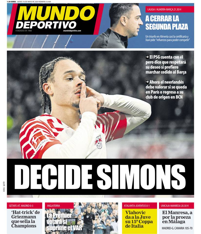 Prima-pagina-mundo deportivo-edizione-di-oggi-16-05-2024