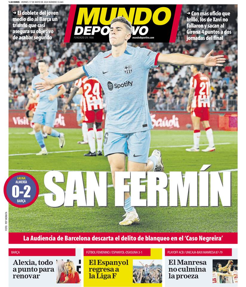 Prima-pagina-mundo deportivo-edizione-di-oggi-17-05-2024