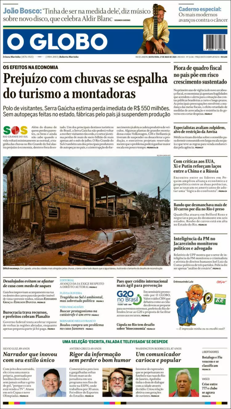 Prima-pagina-oglobo-edizione-di-oggi-17-05-2024