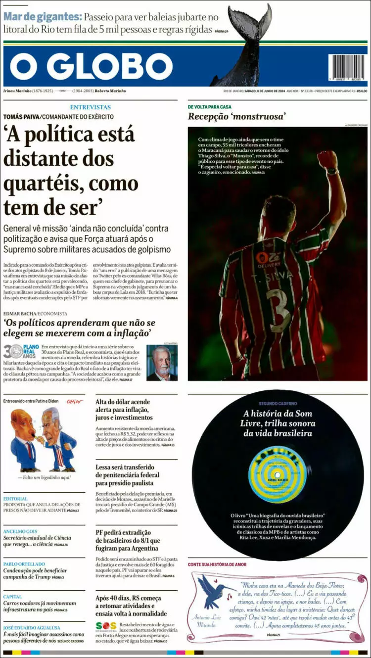 Prima-pagina-oglobo-edizione-di-oggi-2024-06-08