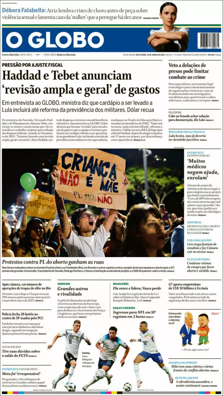 Prima-pagina-oglobo-edizione-di-oggi-2024-06-14