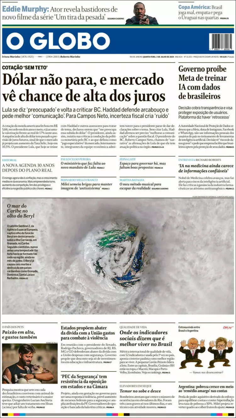 Prima-pagina-oglobo-edizione-di-oggi-2024-07-03